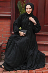 Modest Black Long Dress 10216S - 3