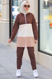 Brown Hijab Suit Dress 68710KH - 1
