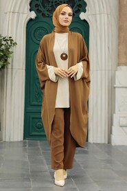 Brown Hijab Triple Suit 52261KH - 1