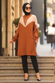 Brown Hijab Tunic 2368KH - 2