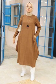 Brown Hijab Tunic 24497KH - 2
