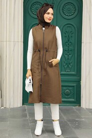Brown Hijab Vest 35743KH - 2