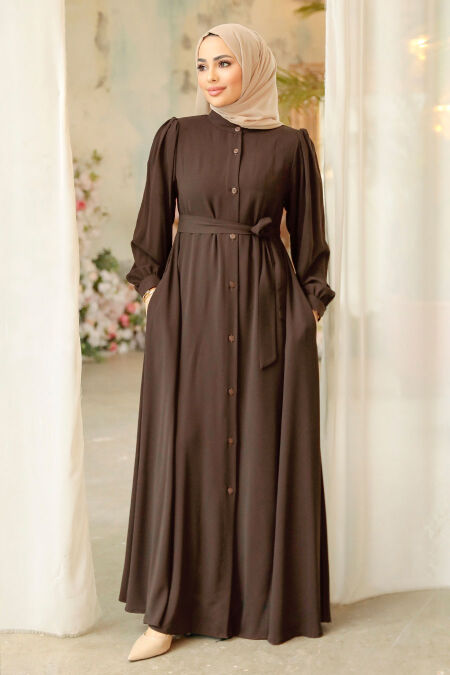 Brown Modest Abaya 45277KH - NEVA STYLE
