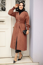 Brown Modest Coat 11872KH - 3