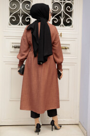 Brown Modest Coat 11872KH - 4