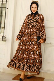 Brown Modest Dress 10235KH - 1