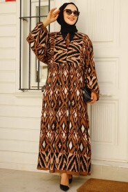 Brown Modest Dress 10235KH - 2