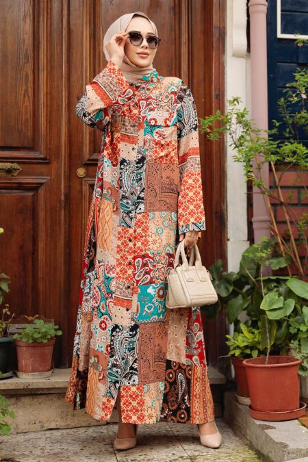 Brown Modest Dress 10269KH - NEVA STYLE