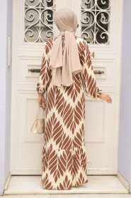 Brown Modest Dress For Women 23432KH - 3