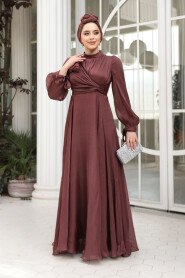 Brown Modest Evening Gown 4823KH - 2