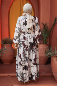 Brown Modest Floral Dress 60831KH - 5