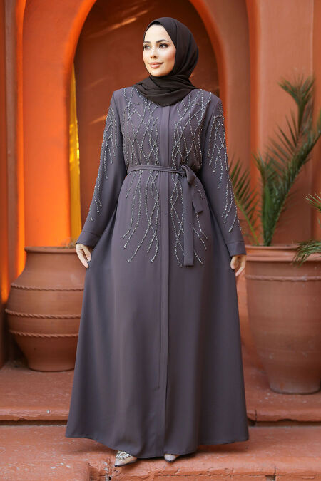 Brown Modest Plus Size Abaya 29102KH - NEVA STYLE