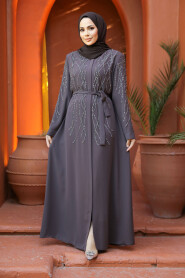 Brown Modest Plus Size Abaya 29102KH - 2