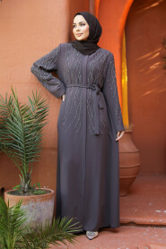 Brown Modest Plus Size Abaya 29102KH - 3