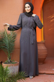 Brown Modest Plus Size Abaya 29102KH - 4