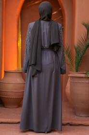 Brown Modest Plus Size Abaya 29102KH - 5