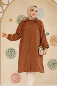 Brown Modest Plus Size Tunic 70881KH - 3