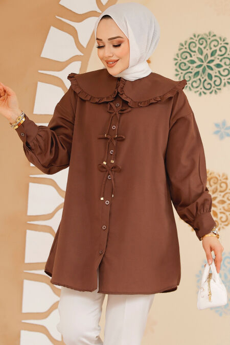 Brown Modest Top 10074KH - NEVA STYLE