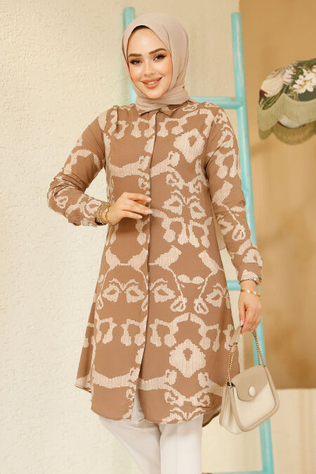 Brown Modest Top 11685KH - NEVA STYLE