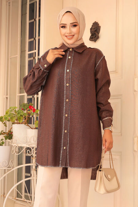 Brown Modest Tunic 10522KH - NEVA STYLE