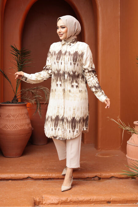 Brown Modest Tunic 11744KH - NEVA STYLE