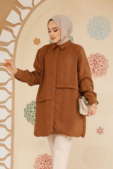 Brown Modest Tunic 30881KH - NEVA STYLE