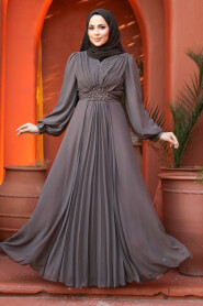  Brown Modest Wedding Dress 4448KH 