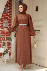 Brown Modest Wedding Dress 60981KH - 1