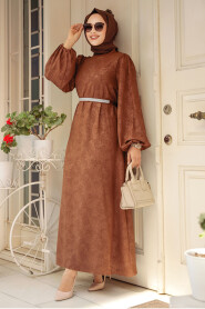 Brown Modest Wedding Dress 60981KH - 3