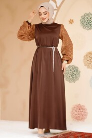 Brown Satin Modest Gown 61671KH - 2