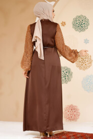 Brown Satin Modest Gown 61671KH - 3