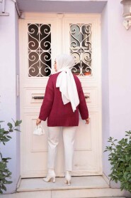 Claret Red Modest Knit Sweater Tunic 55551BR - 3