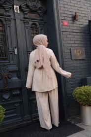 Buttoned Beige Modest Two-Piece Set 30431BEJ - 4