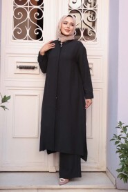 Buttoned Black Modest Three-Piece Set 76591S - 5