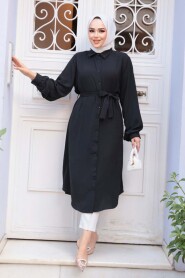 Buttoned Black Modest Tunic 32172S - 2