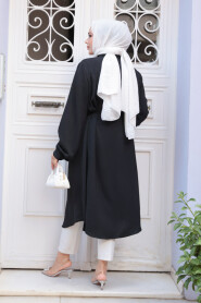 Buttoned Black Modest Tunic 32172S - 3