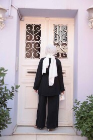 Buttoned Blue Modest Two-Piece Set 30431M - 4