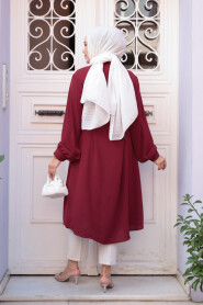 Buttoned Burgundy Modest Tunic 32172BR - 3