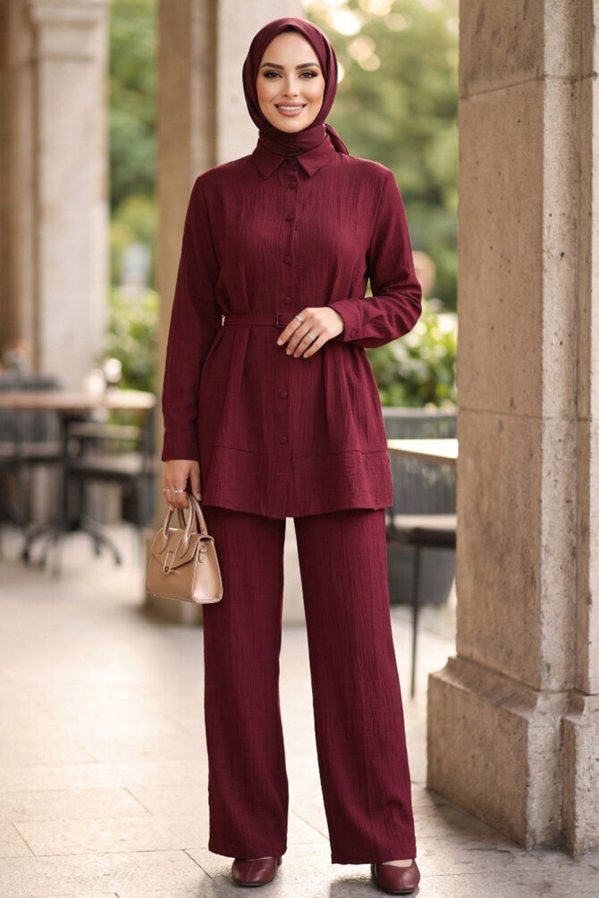 Buttoned Cherry Modest Two-Piece Set 20374VSN - 