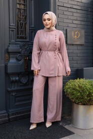 Buttoned Dusty Rose Modest Two-Piece Set 30431GK - 2