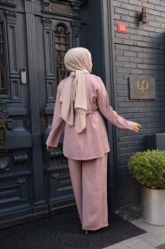 Buttoned Dusty Rose Modest Two-Piece Set 30431GK - 4
