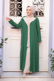 Buttoned Green Modest Three-Piece Set 76221Y - 3
