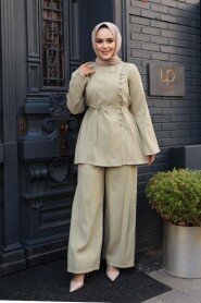 Buttoned Light Khaki Modest Two-Piece Set 30431AHK - 2