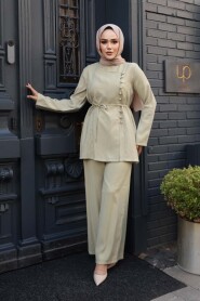 Buttoned Light Khaki Modest Two-Piece Set 30431AHK - 3