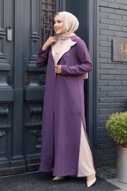 Buttoned Lilac Modest Three-Piece Set 76221LILA - 1