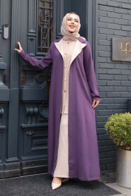 Buttoned Lilac Modest Three-Piece Set 76221LILA - 2