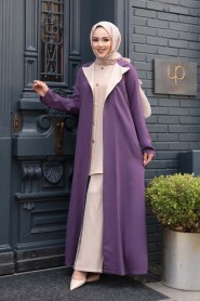 Buttoned Lilac Modest Three-Piece Set 76221LILA - 3