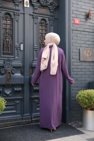 Buttoned Lilac Modest Three-Piece Set 76221LILA - 5