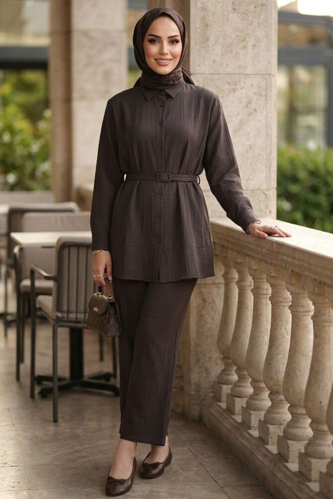 Buttoned Smoked Modest Two-Piece Set 20374FU - 