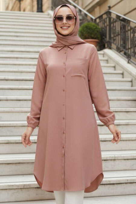 Buttoned Tan Modest Tunic 30293TB - 